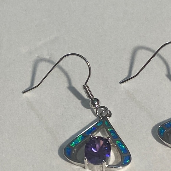 Adeser Jewelry Women’s 925 Silver Dangle Earrings Lab Purple Dangle - Picture 2 of 5